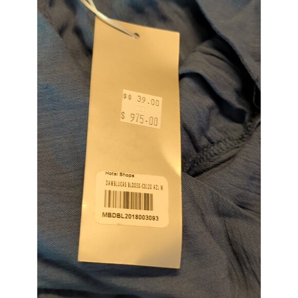 Amiani Crop Top Tank Size Medium Blue Ruffle Trim Summer Beach Vacation V Neck - Picture 7 of 9